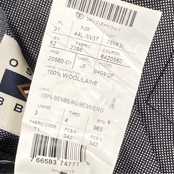 Joseph Abboud Tollegno 1900 Wool Extreme Slim Fit Black Blazer Coat USA 44L - Picture 7 of 16